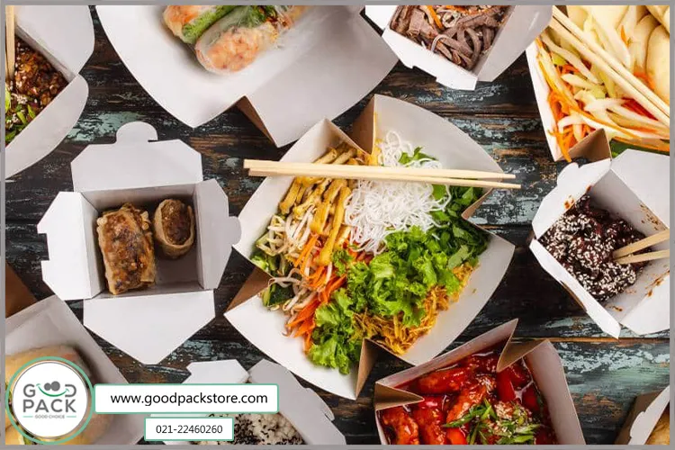 تصویری از بهترین بسته بندی غذای بیرون بر در ظروف کاغذی و جعبه‌های کاغذی